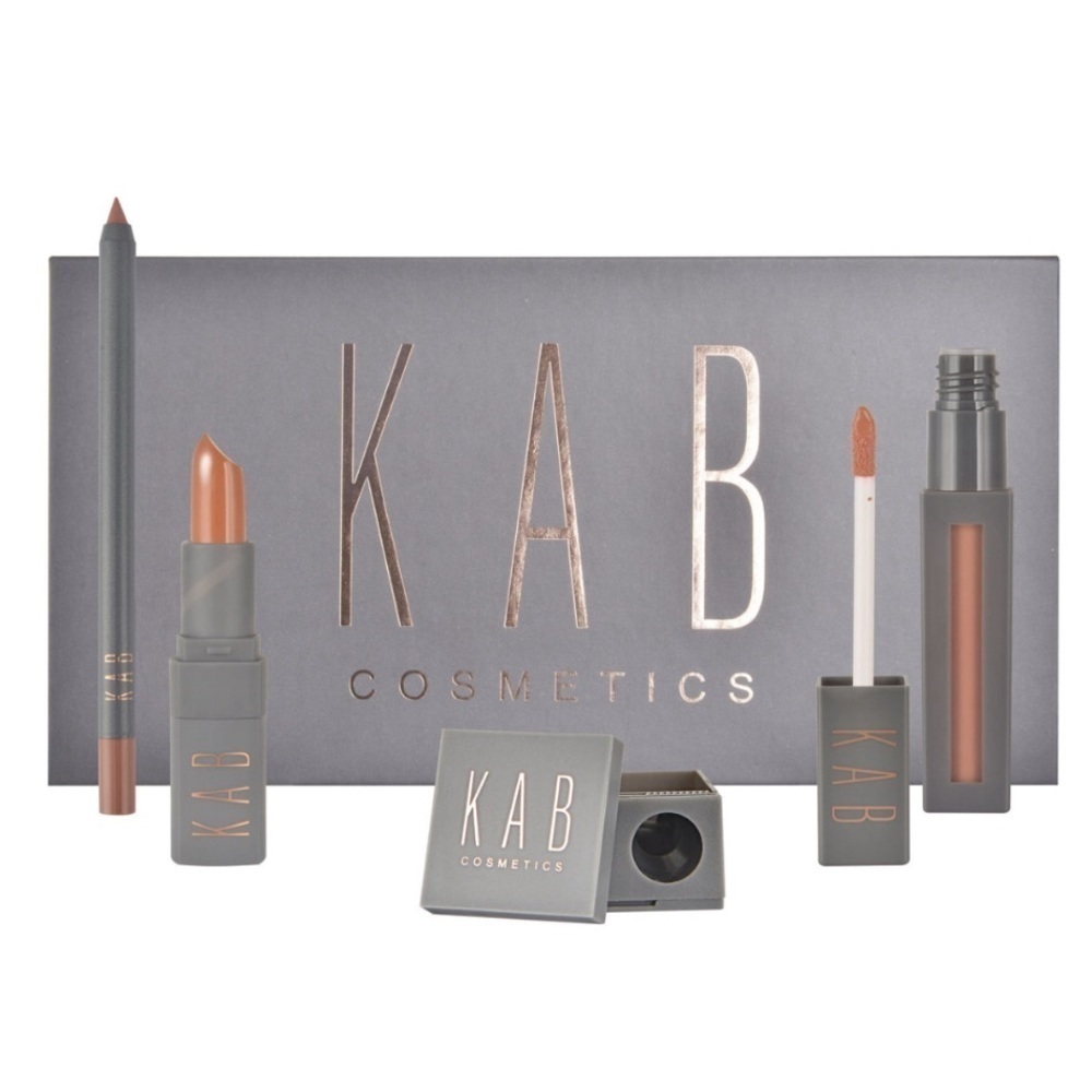 KAB Cosmetics SENDING NUDES Lip Kit | NEW | 4 Piece Set | Lipstick Liner Gloss